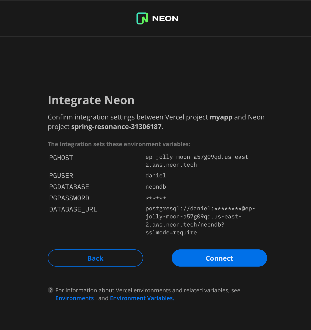 Confirm integration settings